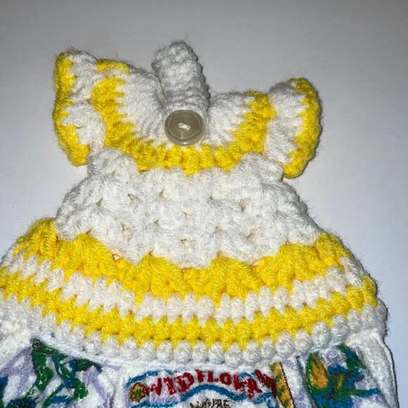 Vintage Crochet Top Hanging Kitchen towel dress shape Grandmacore Cottagecore - Picture 5 of 8